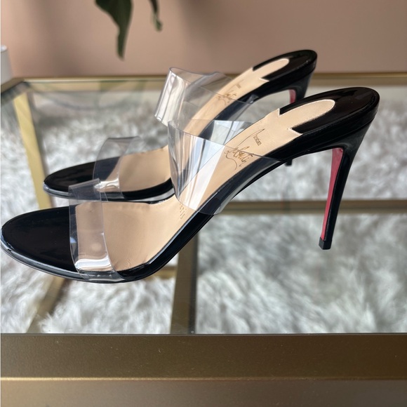 Just Nothing Clear Red Sole Slide Sandals - Picture 1 of 5